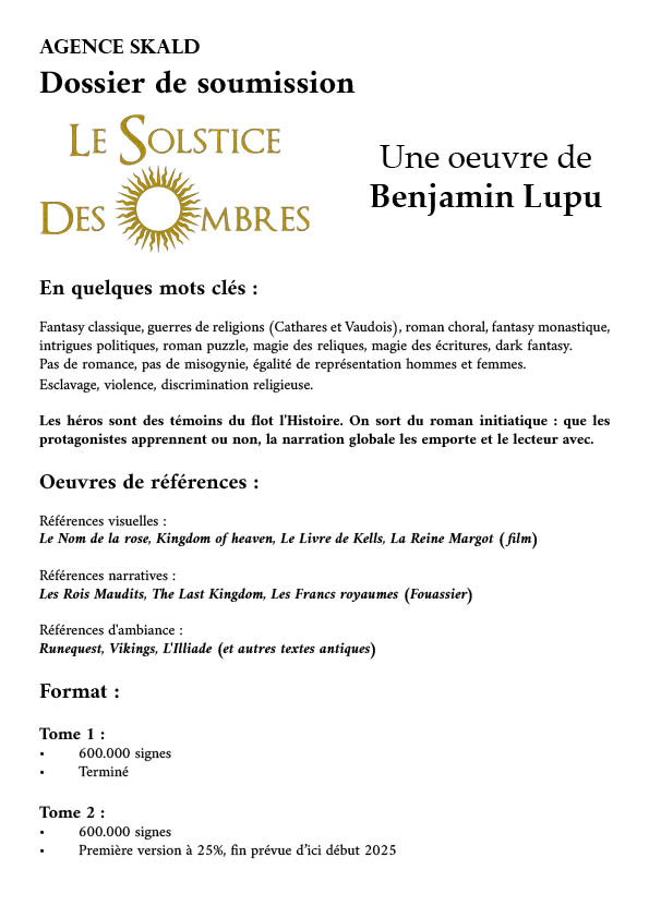 Dossier de soumission-Le Solstice des ombres-Benjamin Lupu-Agence Skald