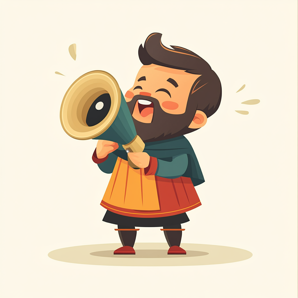 Un barde avec un mégaphone