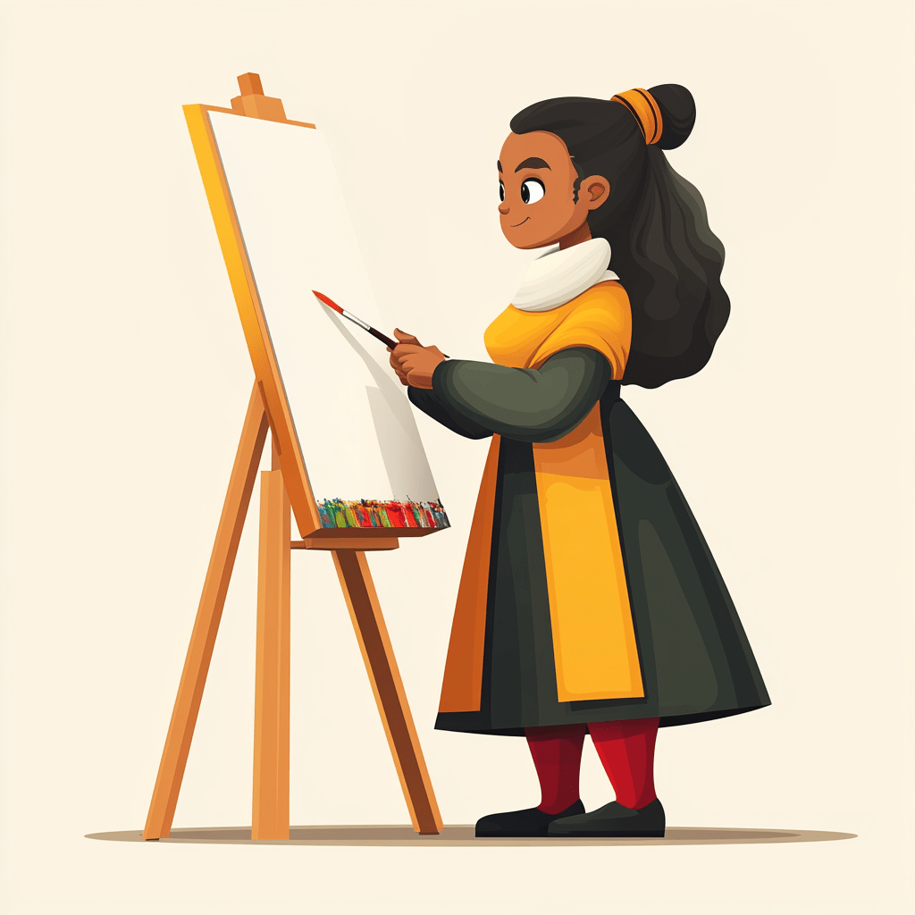 Une femme peint une toile